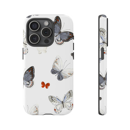 Stylish iPhone cover with butterfly print in white, premium protective phone case from i-Cover