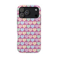 Cute pastel heart pattern iPhone cover with love messages, stylish durable phone case