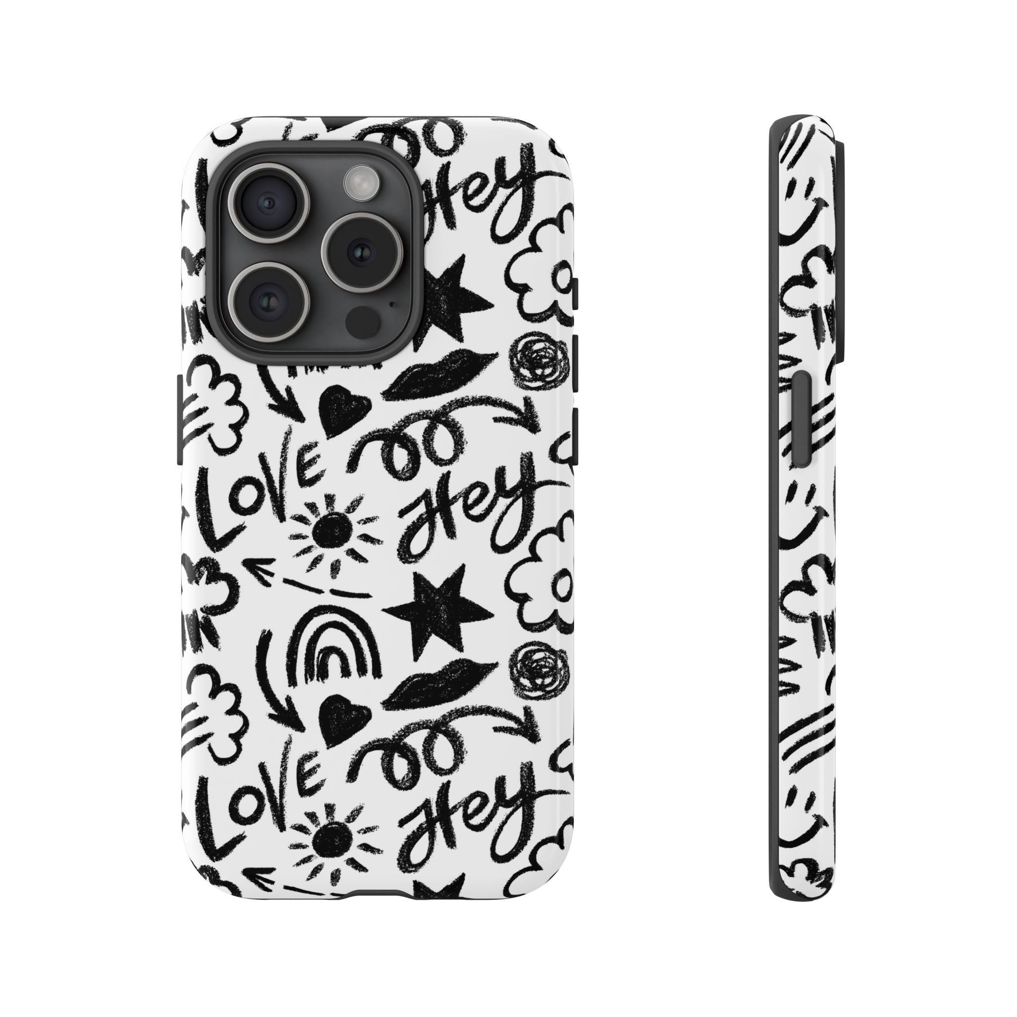 Love Doodle - iPhone 15 Pro / Glossy - Phone Case