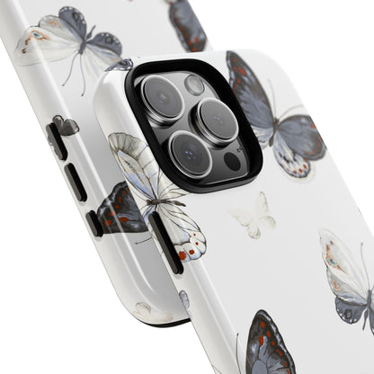 White iPhone cover with elegant butterfly design, stylish and protective phone case